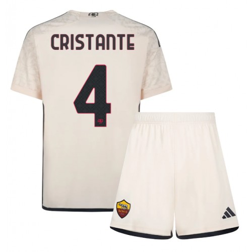 Otroški Nogometni dresi AS Roma Bryan Cristante #4 Gostujoči 2023-24 Kratek Rokav (+ Kratke hlače)